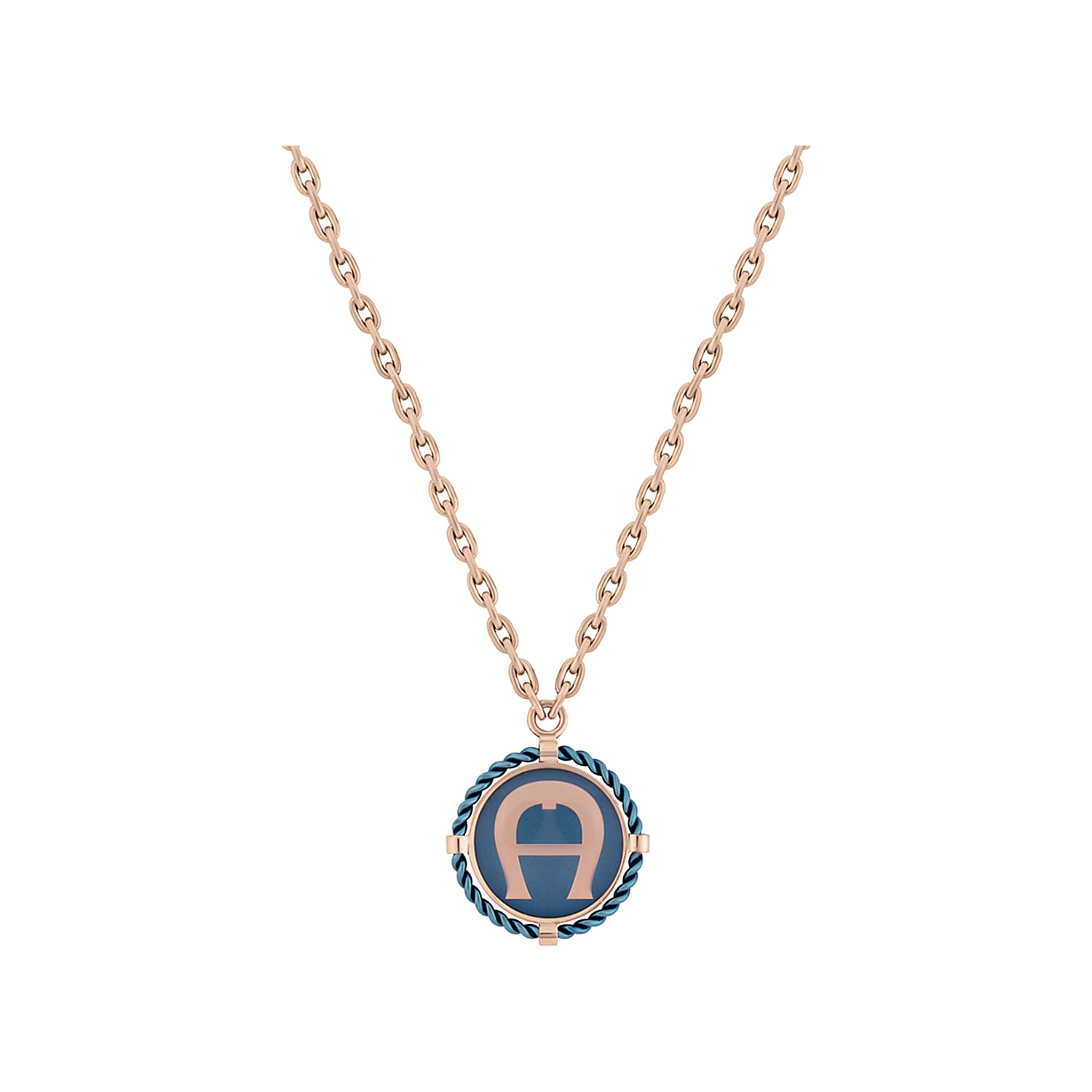 necklace rosegold with blue A-logo charm
