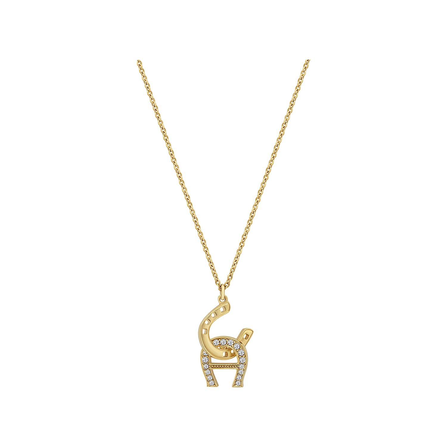 Necklace with Horseshoe and Logo Gold
