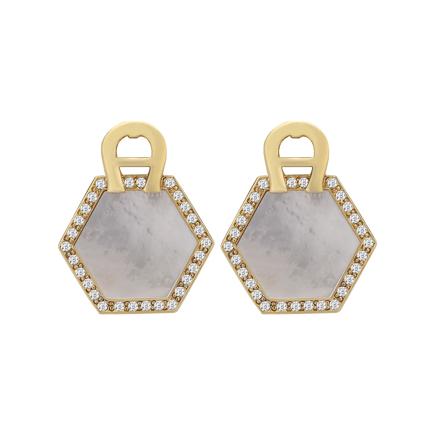 A-Logo Earrings with crystals Gold