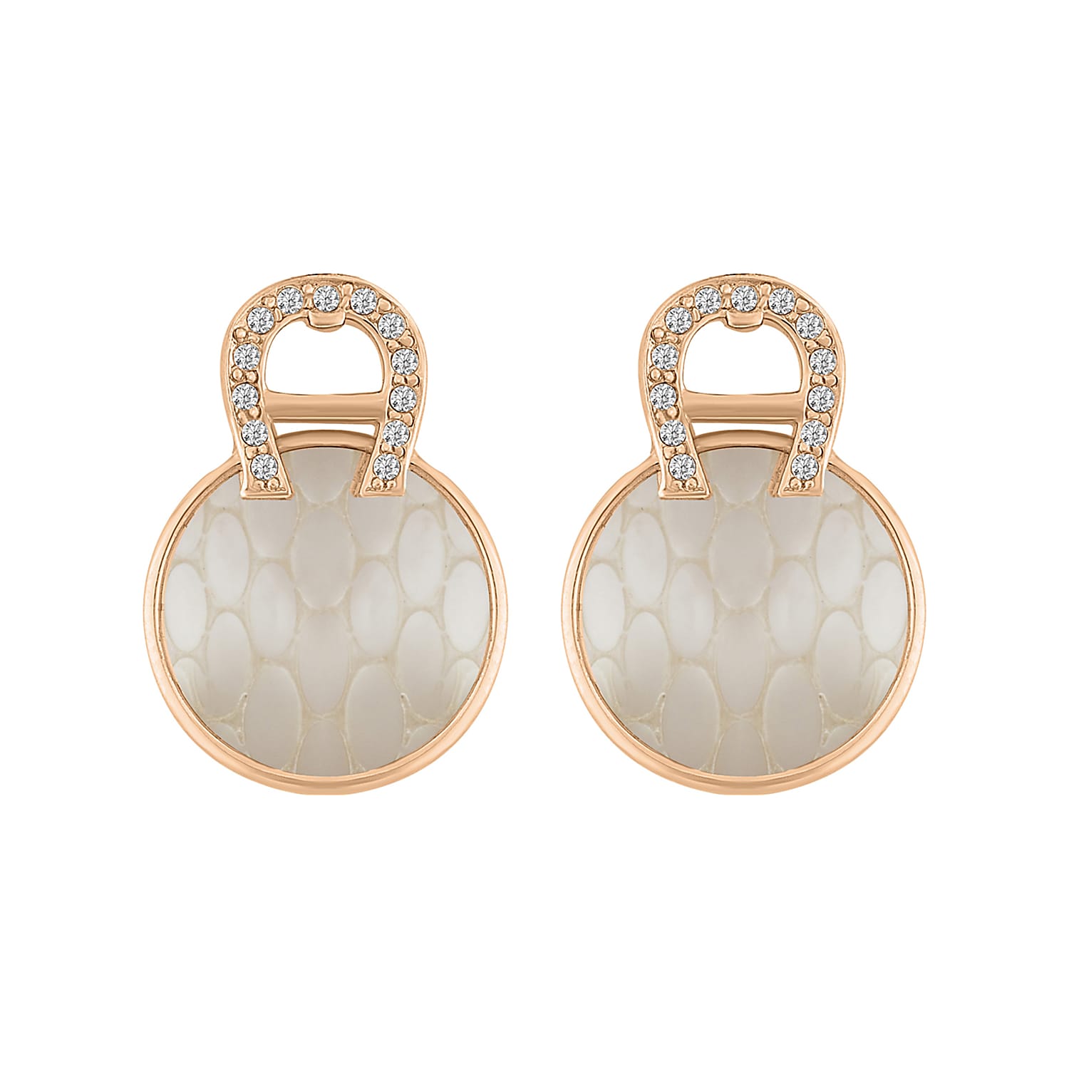 A-Logo Earrings with MOP Rosegold
