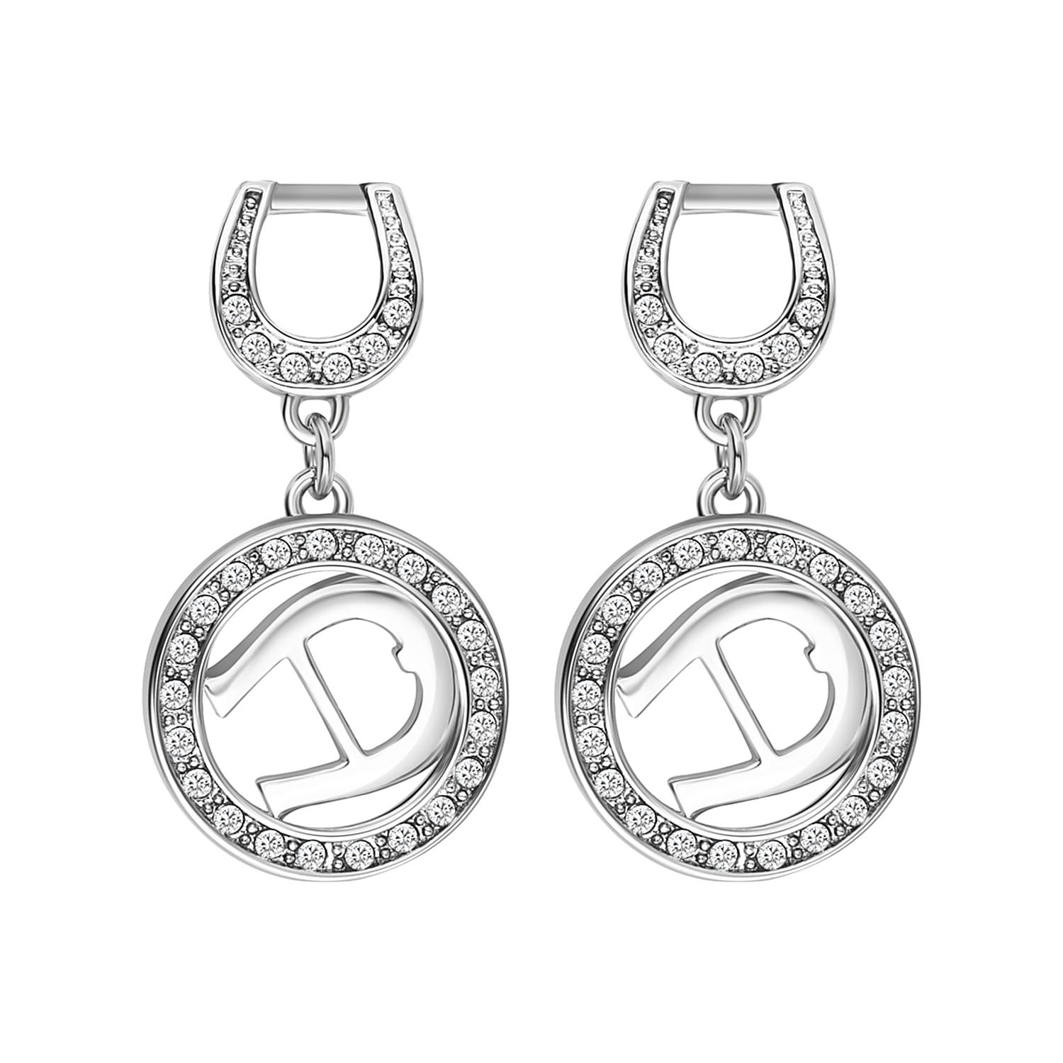 Earrings with round a-Logo and Horsehoes Silver