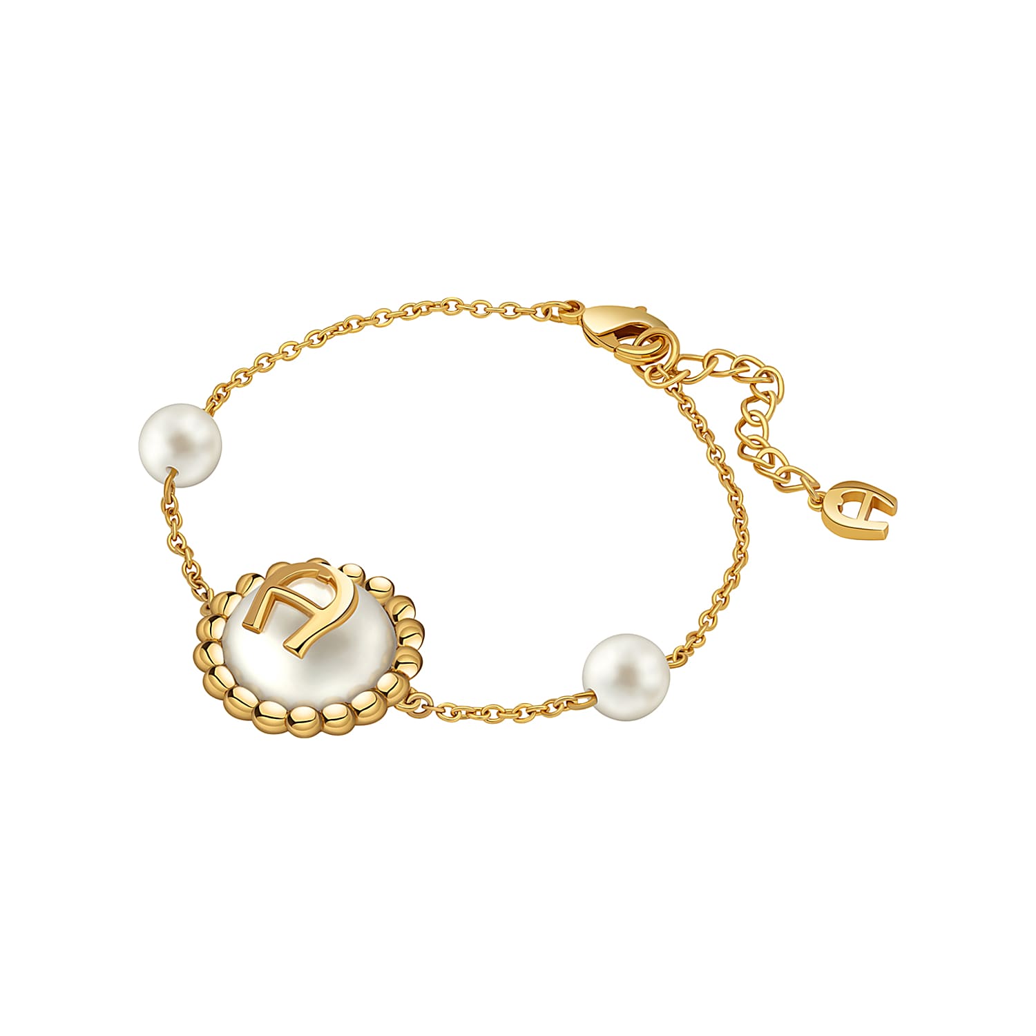 Bracelet with pearls and A Logo