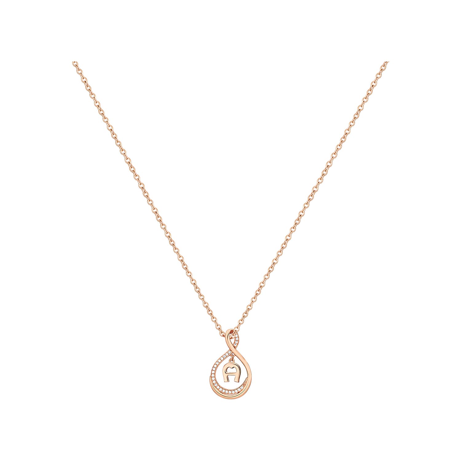 Necklace infinity with A logo rosegold