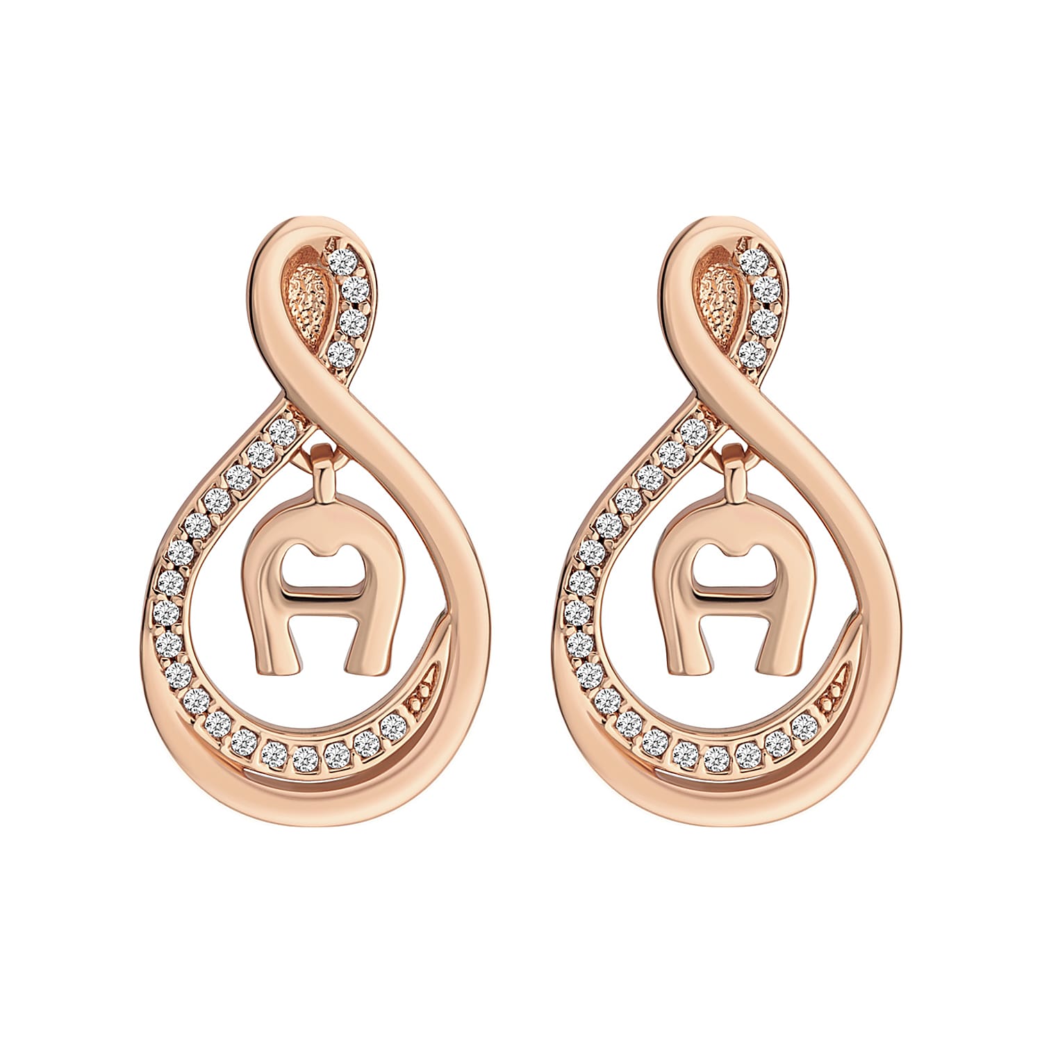 Earrings infinity with A logo rosegold