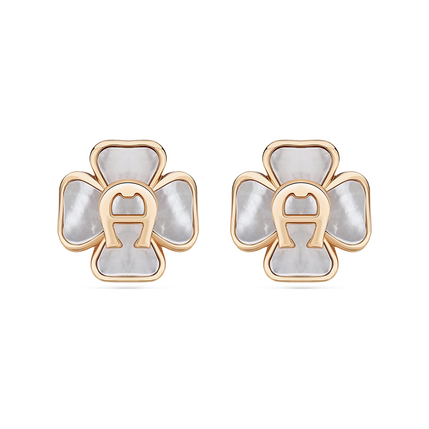Earrings A-Logo with flower rose gold