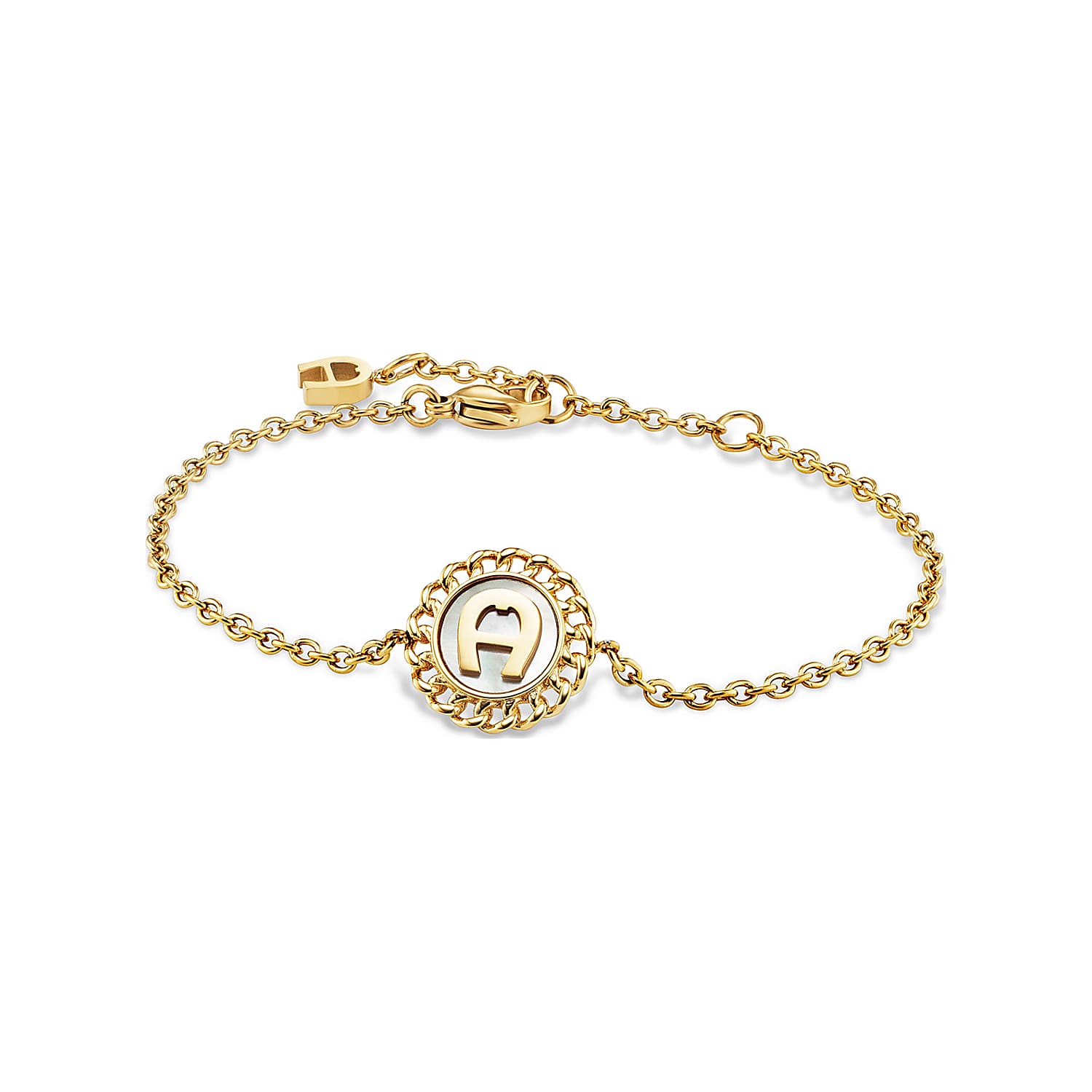 Bracelet with logo and mother of pearl