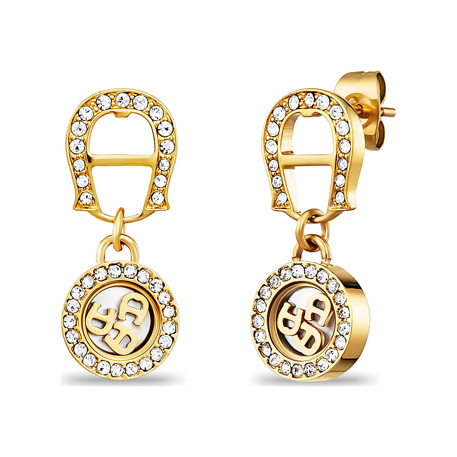 Earrings with logo and stones
