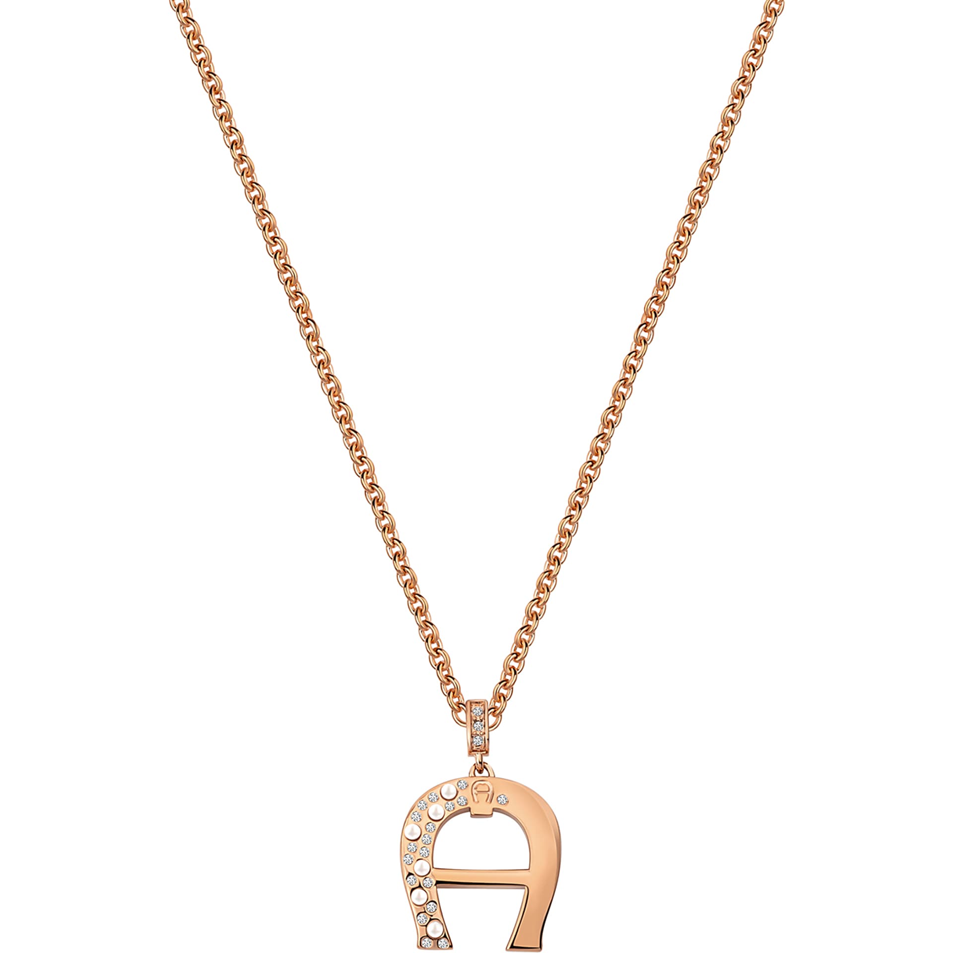 Necklace with ornamented A Logo Pendant Rosegold rose gold