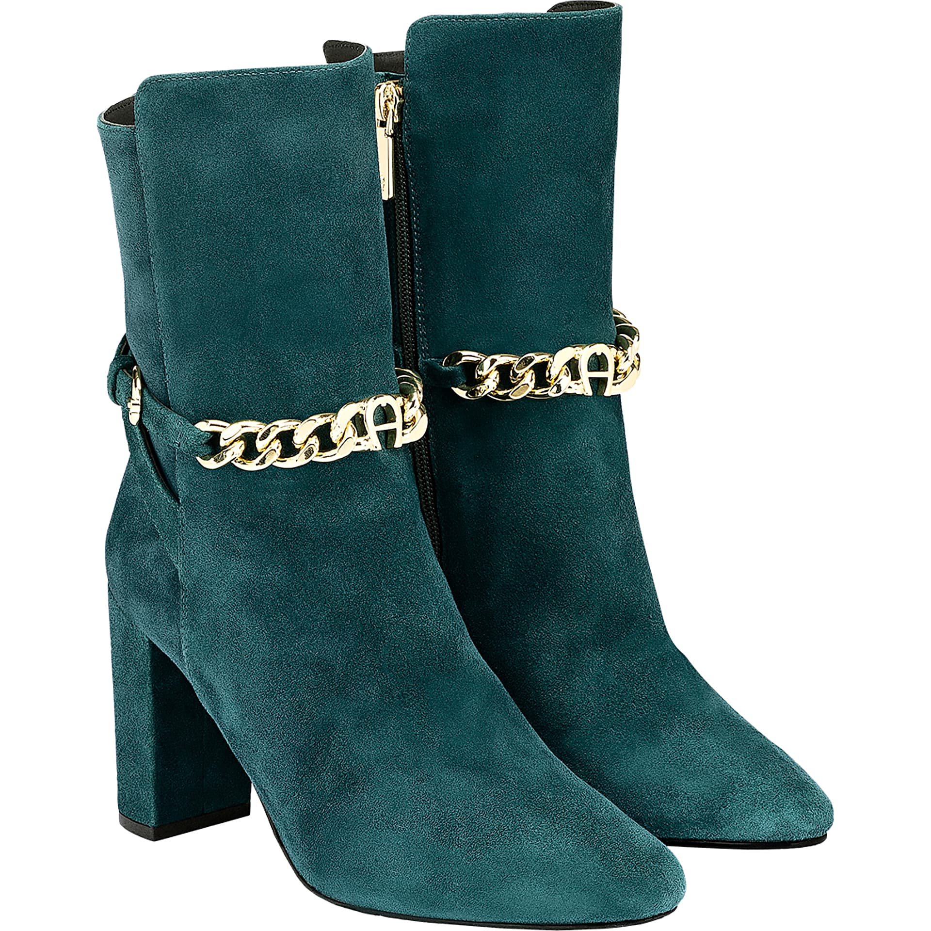 Caroline Chain Bootie Suede Oceanic Blue - Schuhe - Damen - Aigner 