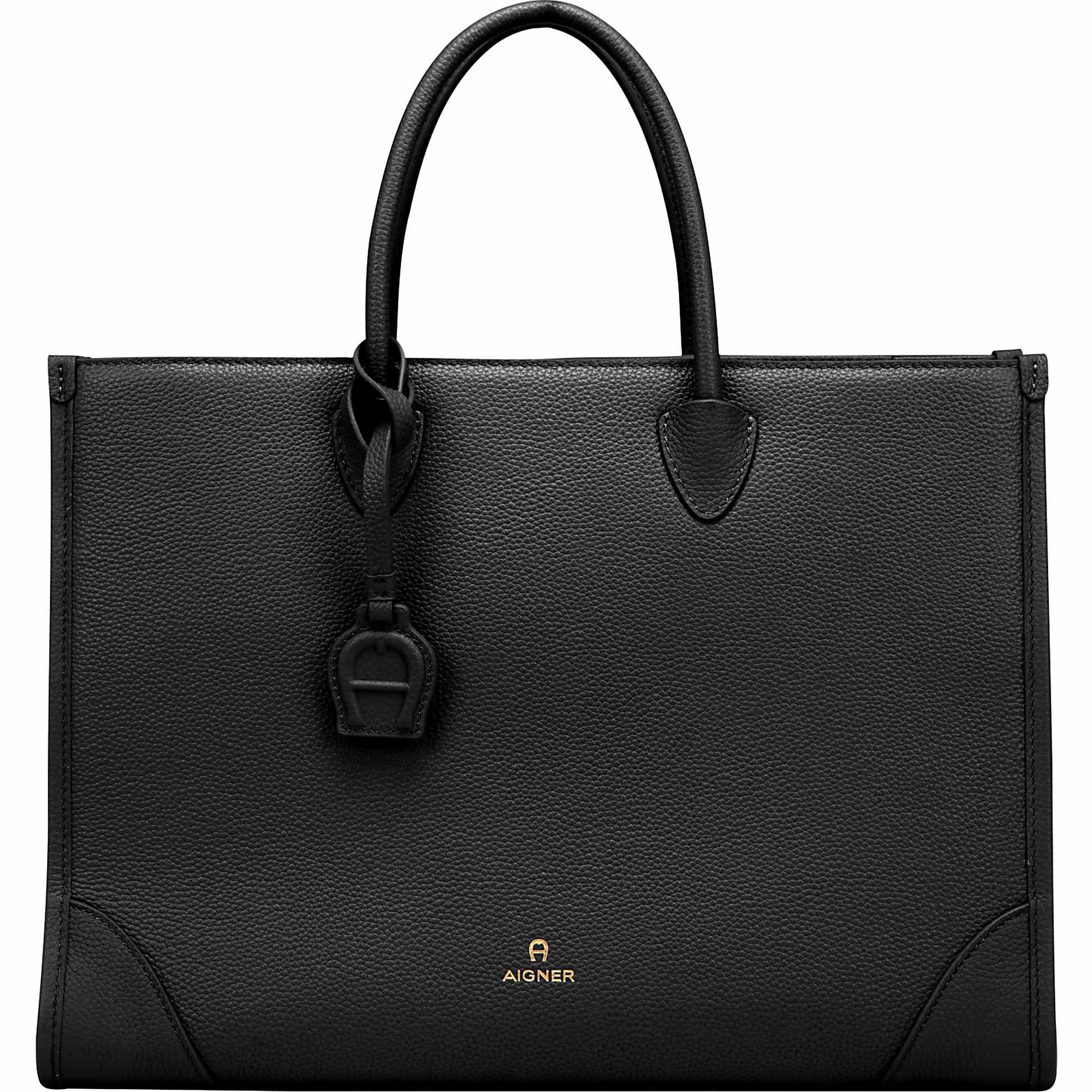 美品 アイグナー AIGNER ボストンバッグ レザー ブラック 黒