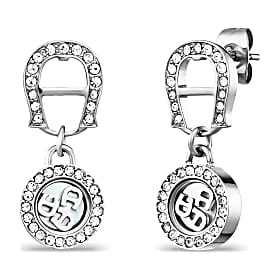 Earrings with logo and stones Photo