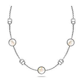 Necklace with logo and mother-of-pearl