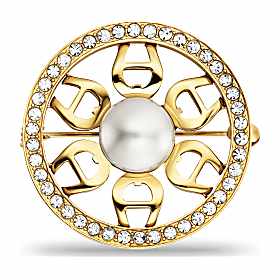 Brooch with logo and stones Photo