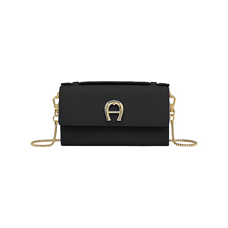 Wallet on Chain with Handle black Leather Accessories Women Aigner