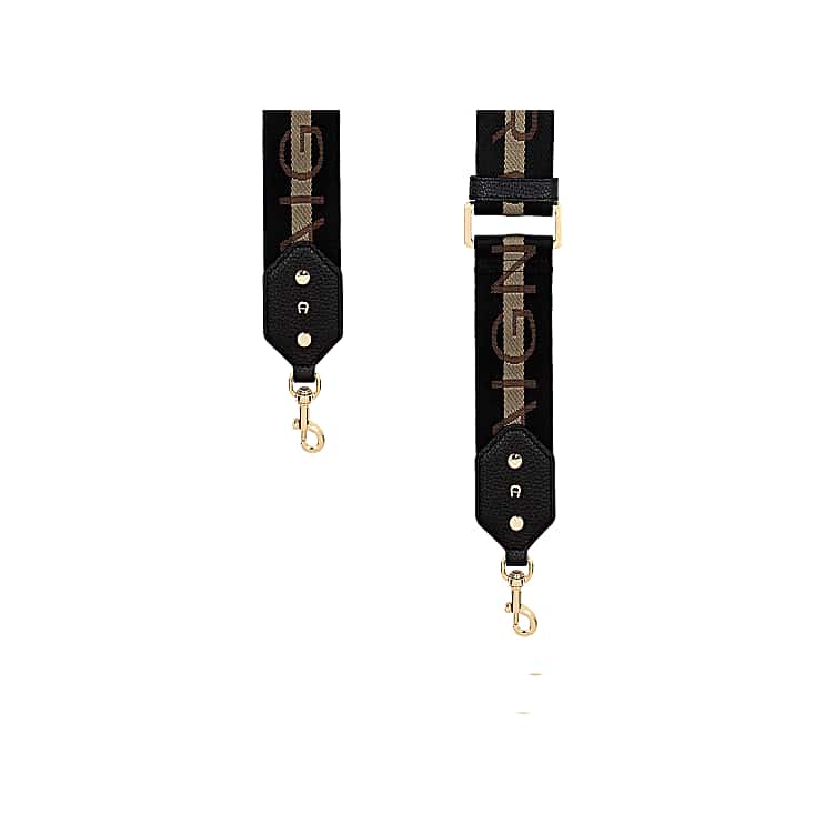 Textile Shoulder Strap Logo black Leather Accessories Women Aigner