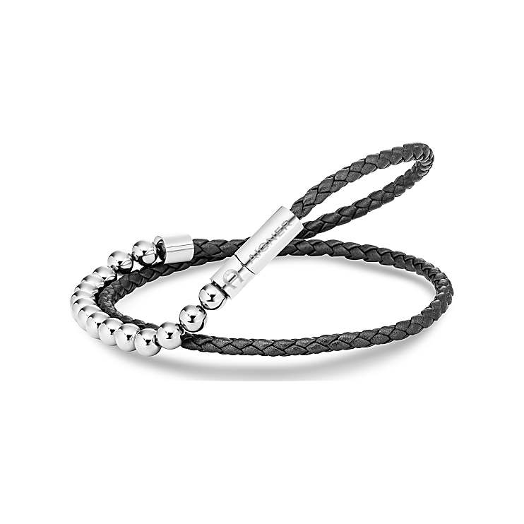 Double bracelet with logo and beads black Jewelry Men Aigner