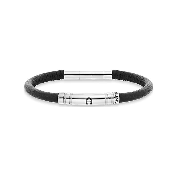 Leather bracelet with logo black Jewelry Men Aigner