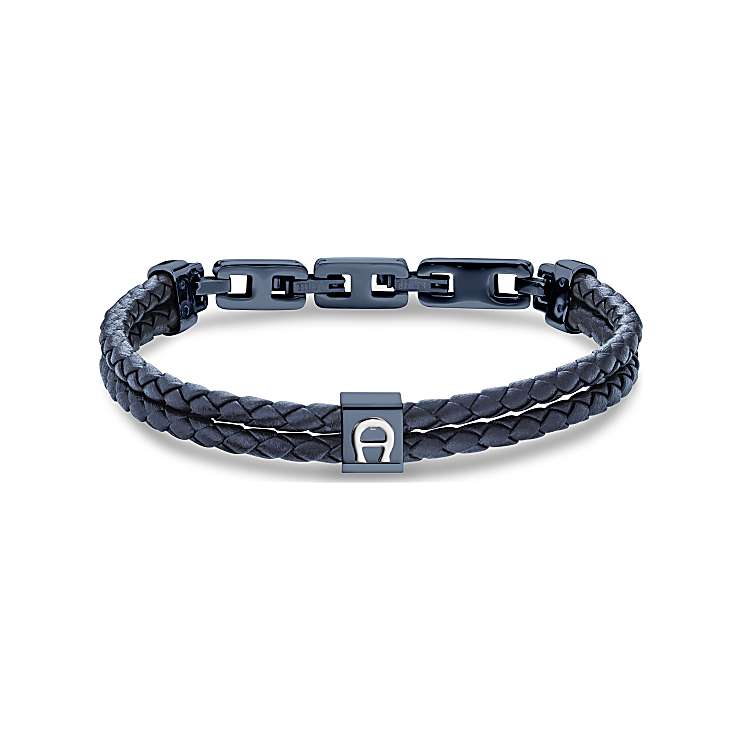 Leather bracelet with A logo oceanic blue Jewelry Men Aigner
