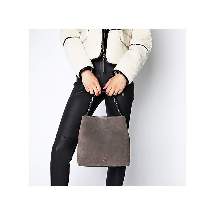 Delia Suede hobo bag M plum Bags Women Aigner