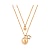 Necklace double row with A-logo and ladybug rose gold