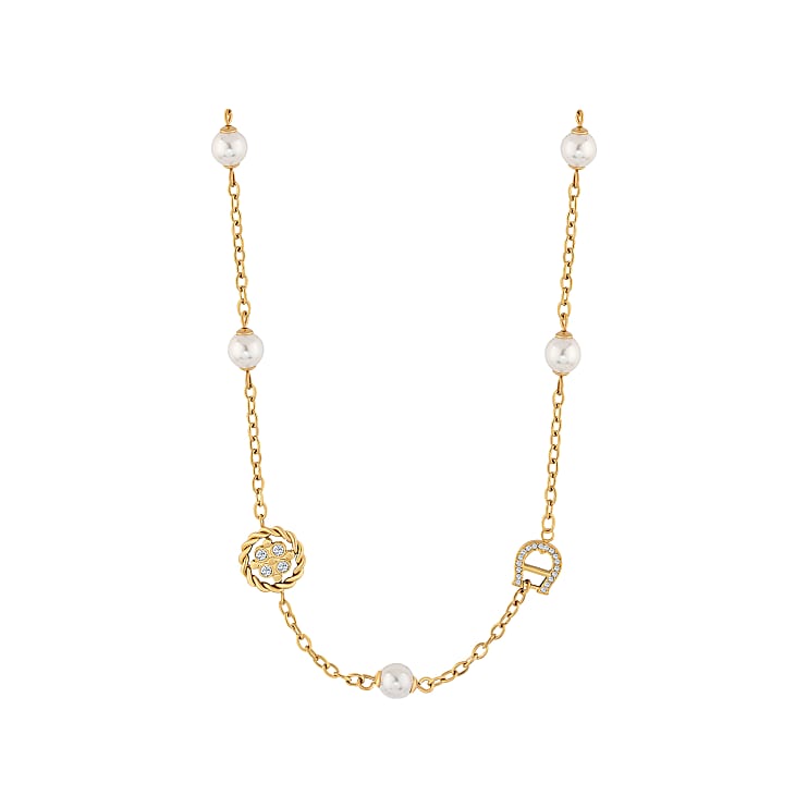 necklace with A-logo and pearls Gold