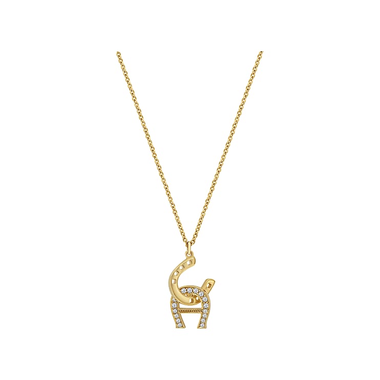 Halskette mit Hufeisen und Logo Gold