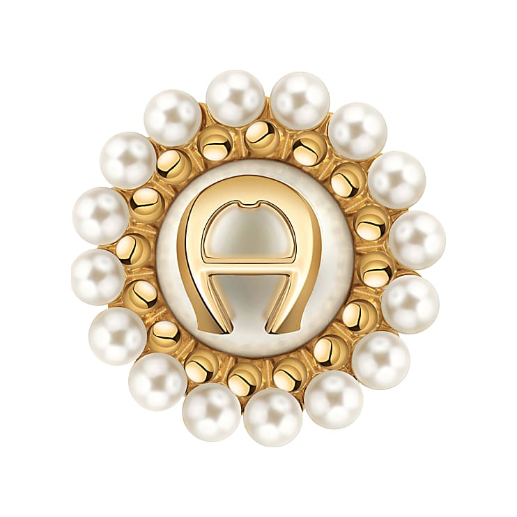 Brooch with pearls and A Logo