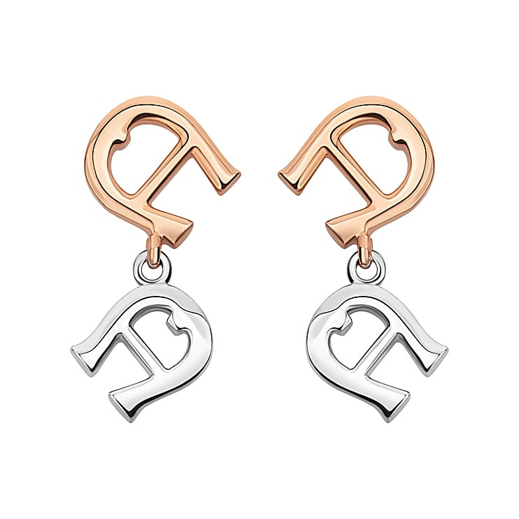 Earrings a-logo rosegold and silver