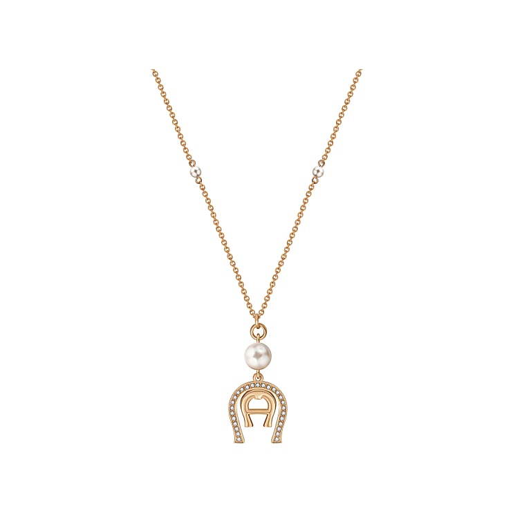 Necklace with horseshoe and pearls rosegold