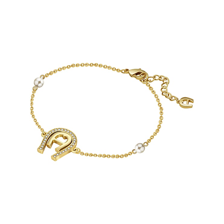 Bracelet with horseshoe and pearls gold