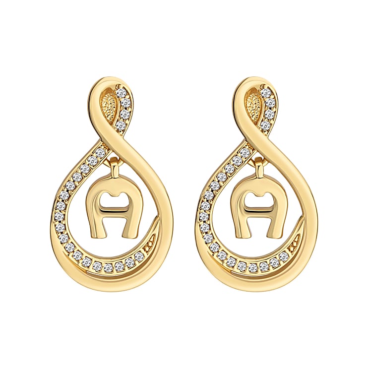 Earrings infinity with A logo gold