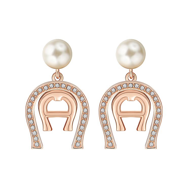 Earrings with horseshoe and pearl rosegold