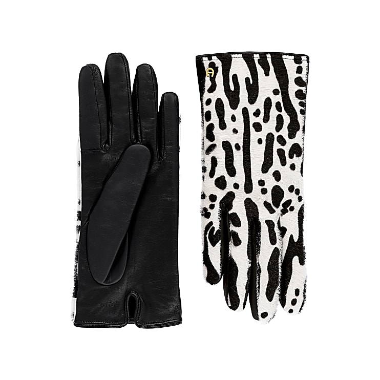 Ladies' leather gloves fur pattern