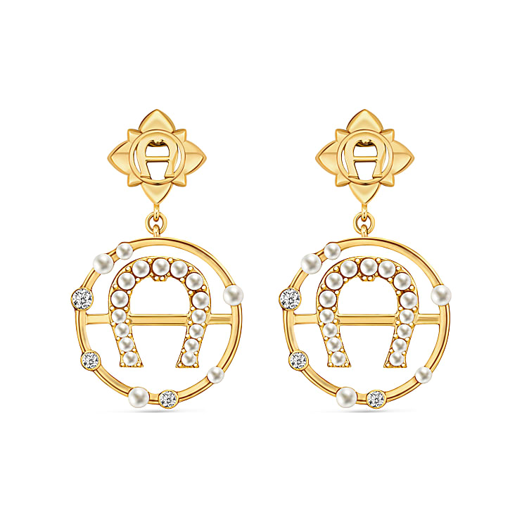 Earrings A-Logo with pearls and crystals
