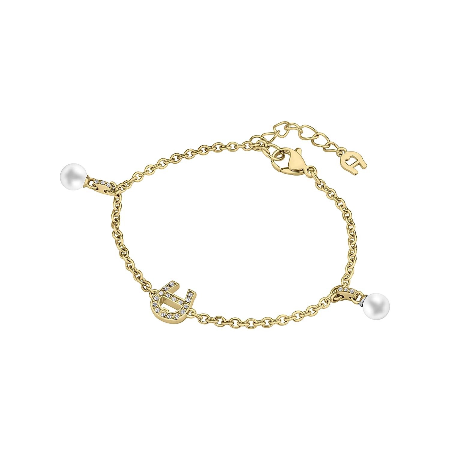 Bracelet with A-Logo and Pearls Gold