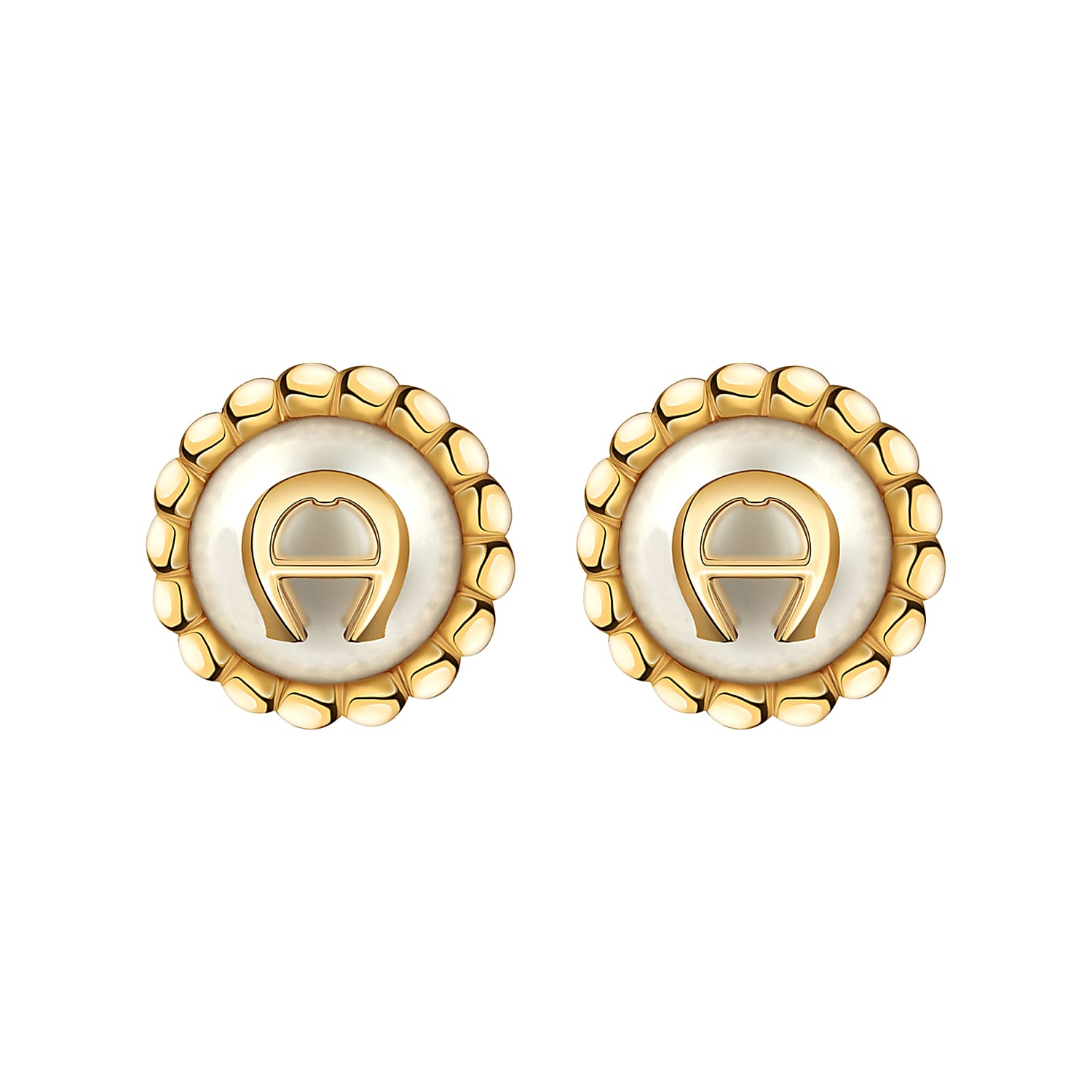 Pearl earrings with A Logo