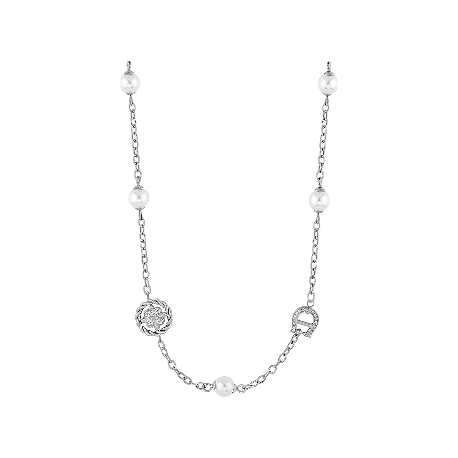 Halskette mit A-Logo und Perlen Silber