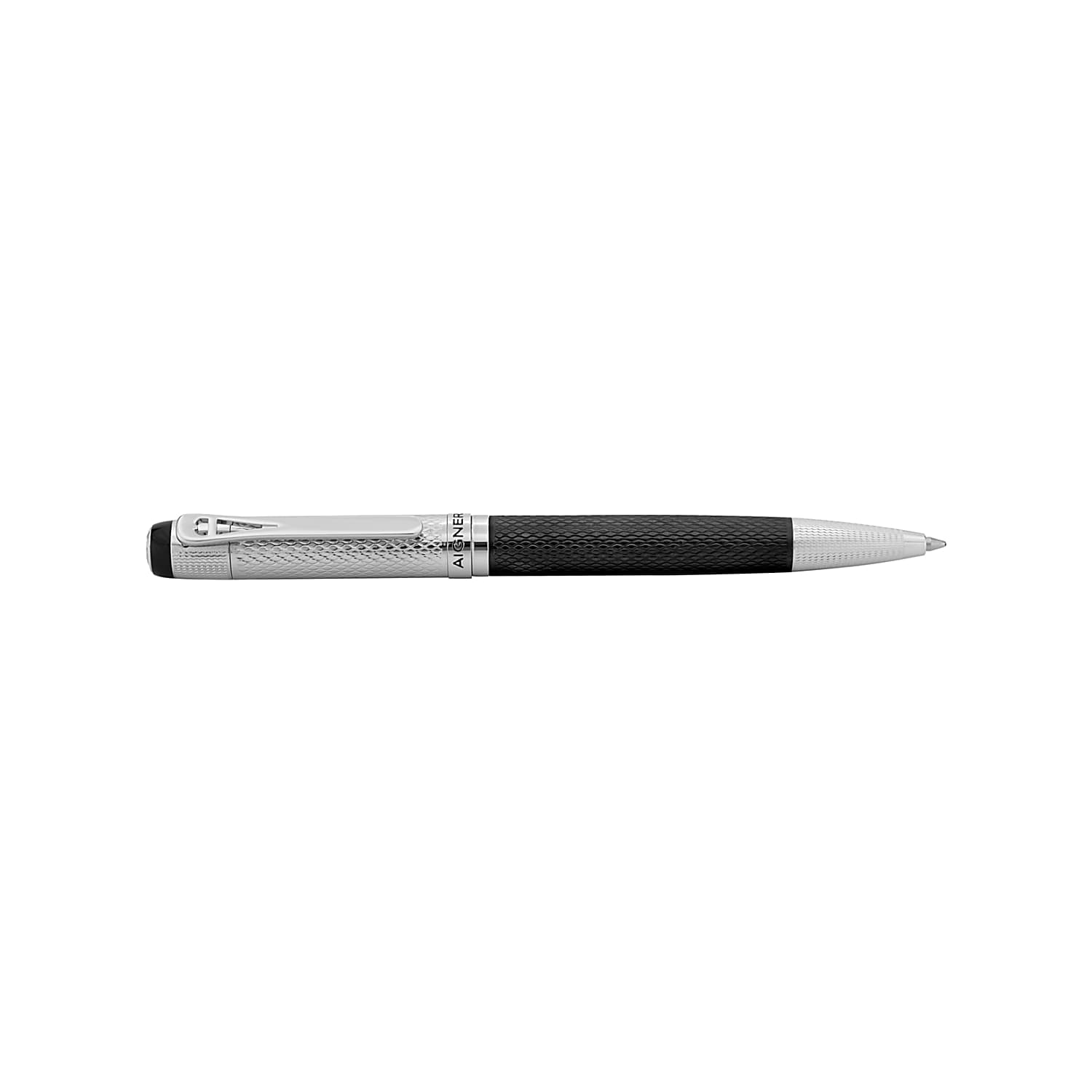 Kugelschreiber mit Rautenmuster Schwarz-Silber