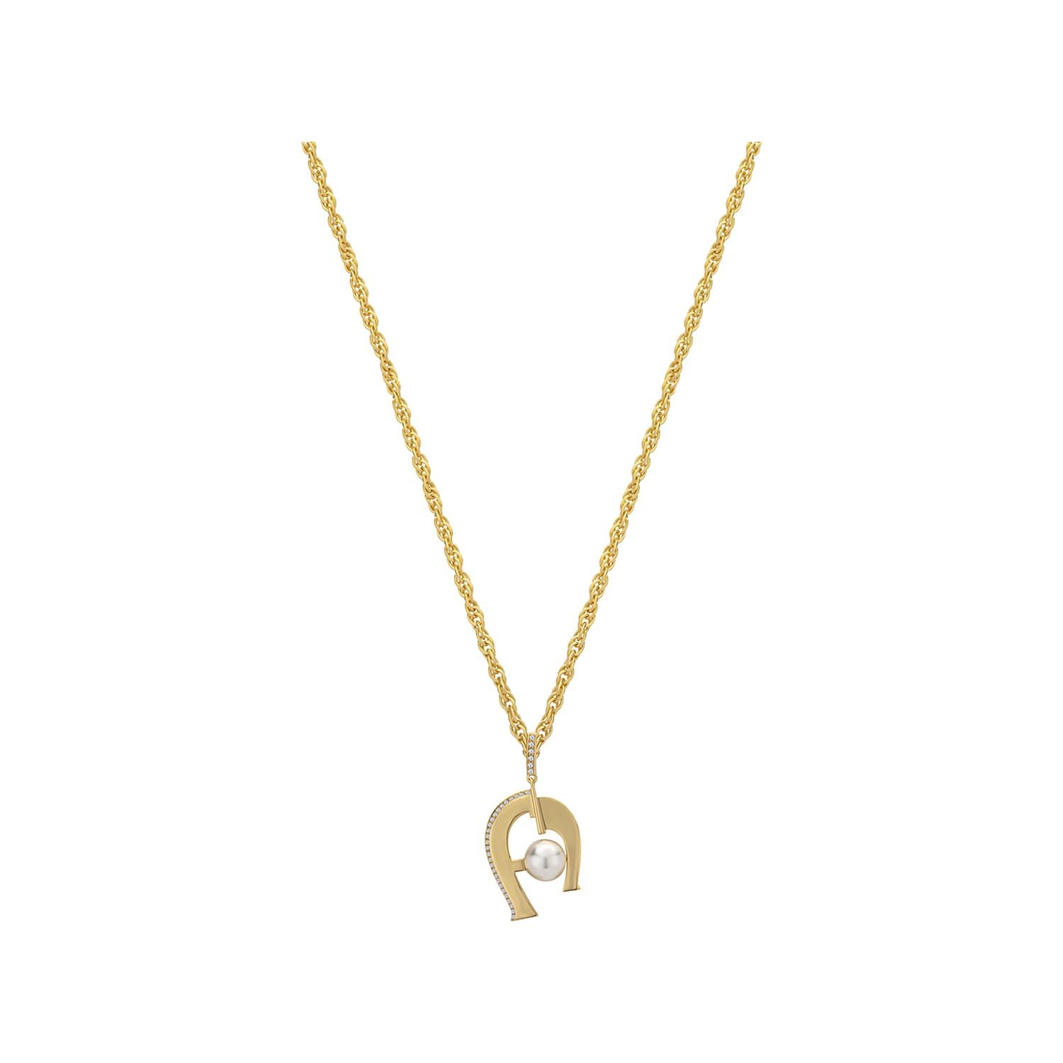 A-Logo necklace with pearl Gold
