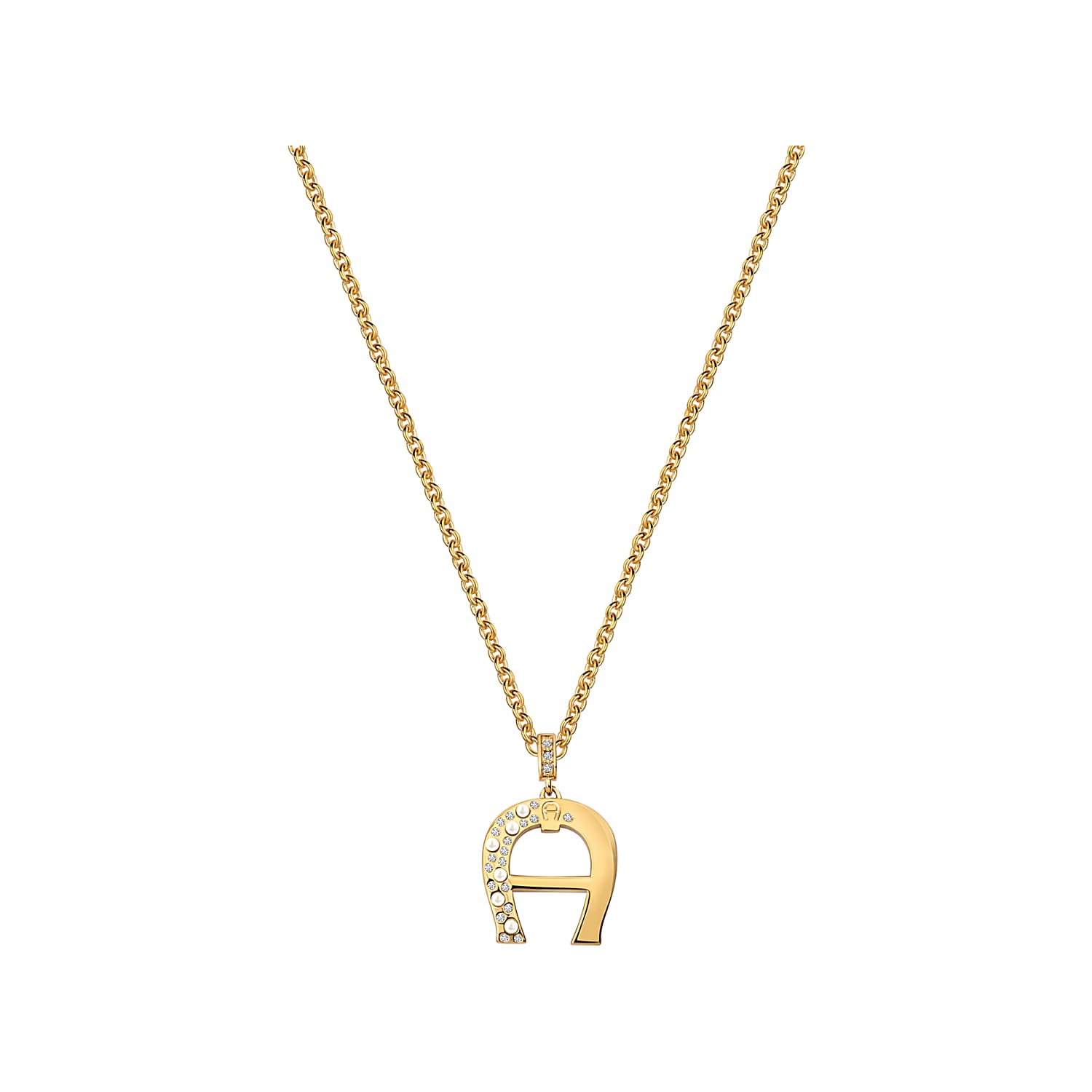 Necklace with ornamented A-Logo Pendant Gold