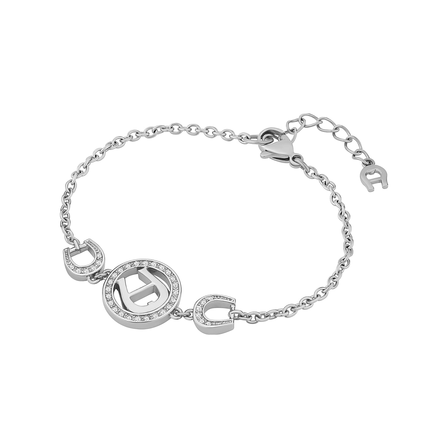 Bracelet with A-Logo and Horseshoes Silver