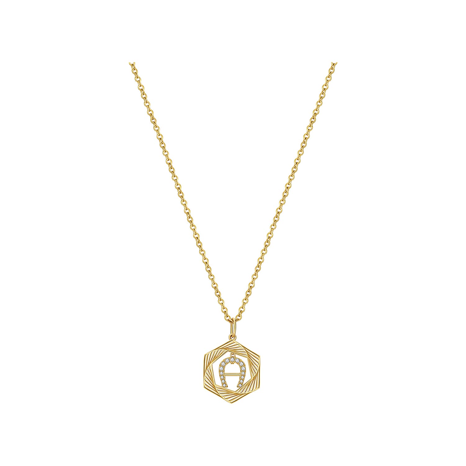 Necklace with Hexagon and A logo Gold