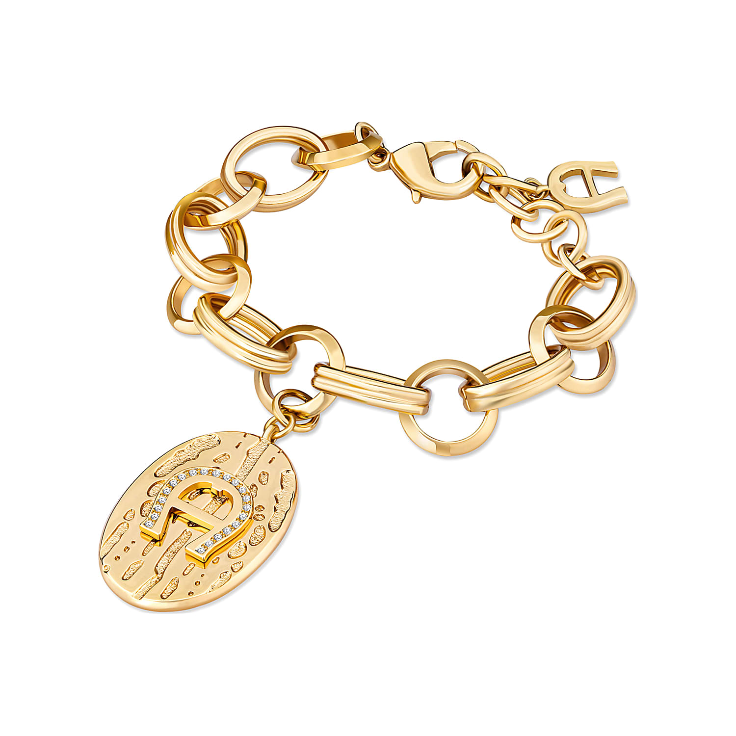Link bracelet with logo pendant