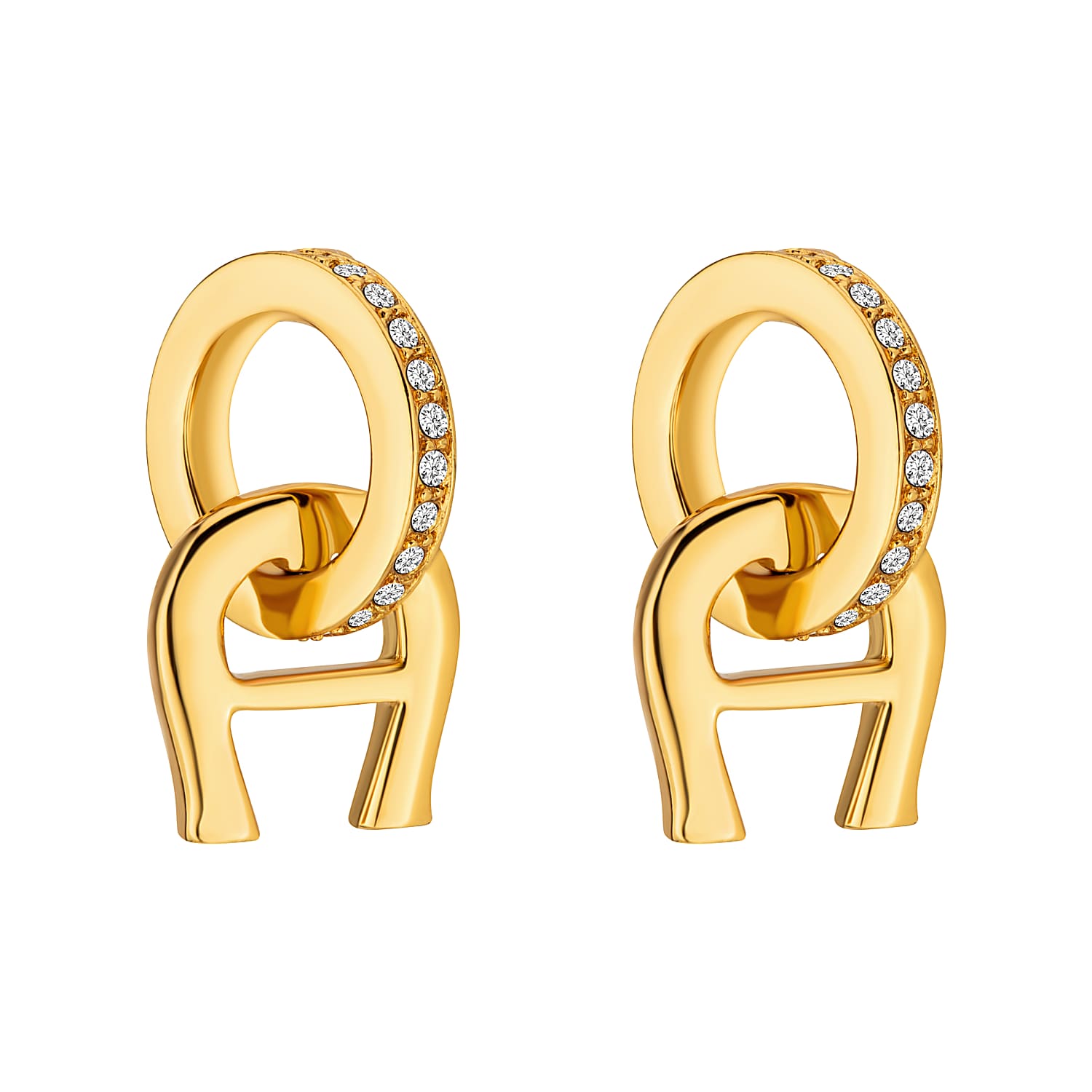 Ohrringe mit A-Logo und Kristallen