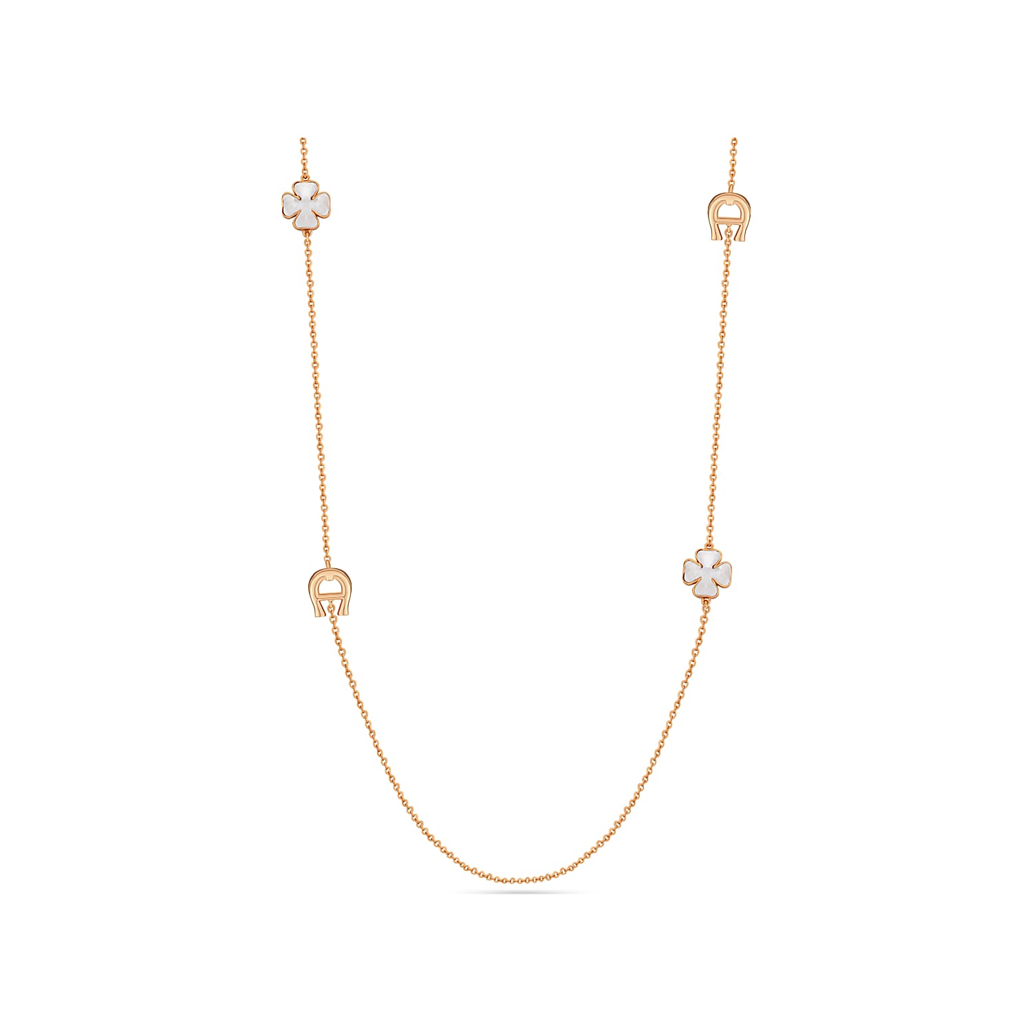 Necklace with A-Logo and flower rose gold