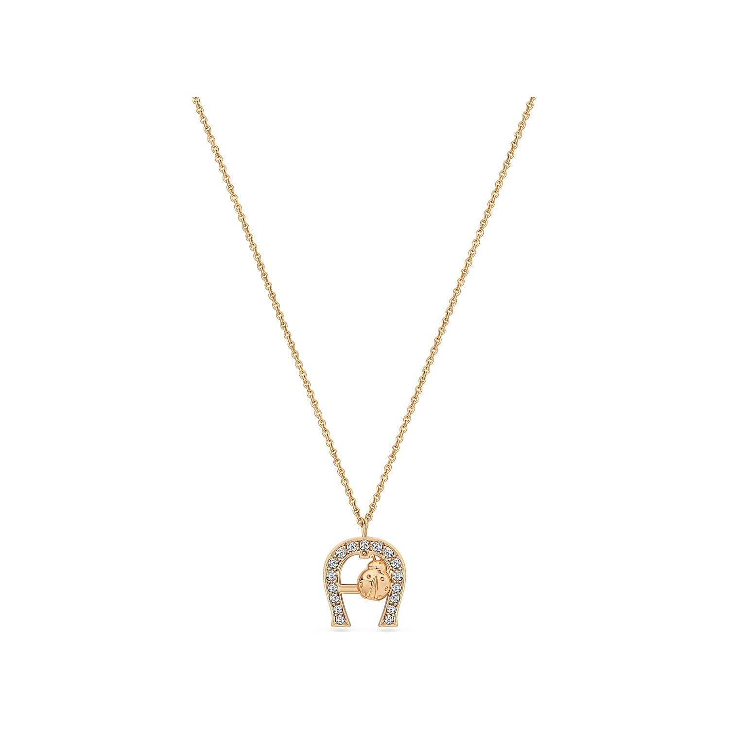 Necklace with A-Logo and ladybug rose gold