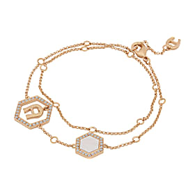 Double wrap Bracelet with Logo and MOP pendant Rosegold