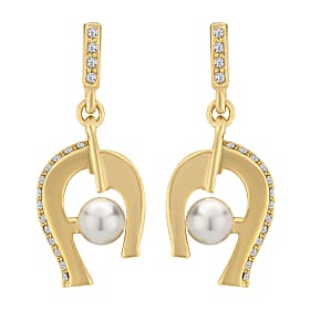 A-Logo Ohrringe mit Perlen und Schmucksteinen Gold