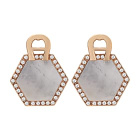 A-Logo Earrings with Hexagon and MOP Rosegold