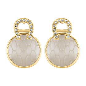 A-Logo Earrings with MOP Gold